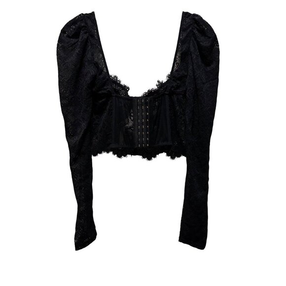 Anthropologie The Giselle Lace Bustier Long-Sleeve XL Black - Picture 5 of 8